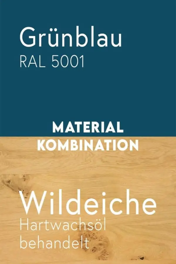 material-kombination-holz-eiche-massivholz-wildeiche-mit-aesten-metall-stahl-mit-pulverbeschichtung-gruenblau-ral-5001