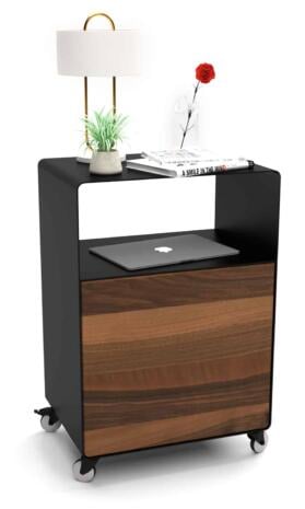 nachttisch-fuer-boxspringbett-schwarz-holz-metall-modern-design-massivholz-nussbaum-mit-rollen-mit-tuer-designermoebel-schlafzimmer-stahlzart