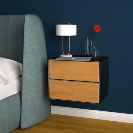 nachttisch-schwarz-haengend-grau-holz-eiche-metall-modern-industrial-design-massivholz-wildeiche-mit-schubladen-schlafzimmer-minimalistisch-stahlzart