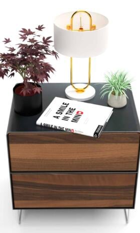 nachttisch-schwarz-holz-grau-metall-modern-design-industrial-massivholz-nussbaum-mit-schublade-schlafzimmer-fly-high-5s