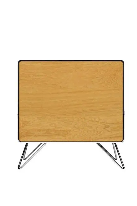 Nachttisch Eiche Metall Rund: Modern Design (1 Schublade) – Bild 2