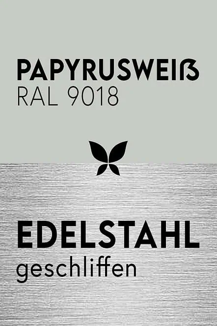 papyrusweiss-ral-9018-pulverbeschichtung-feste-oberflaechenbeschichtung-edelstahl-geschliffen-stahlzart-material-kombination